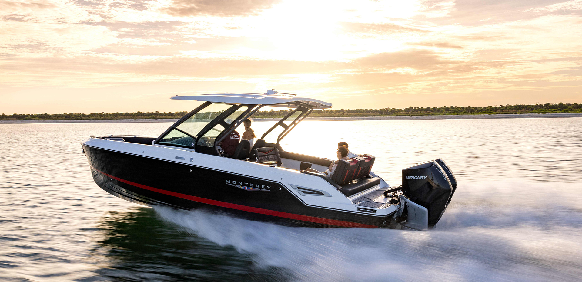 Monterey Boats 30 Elite Riding During The Sunset